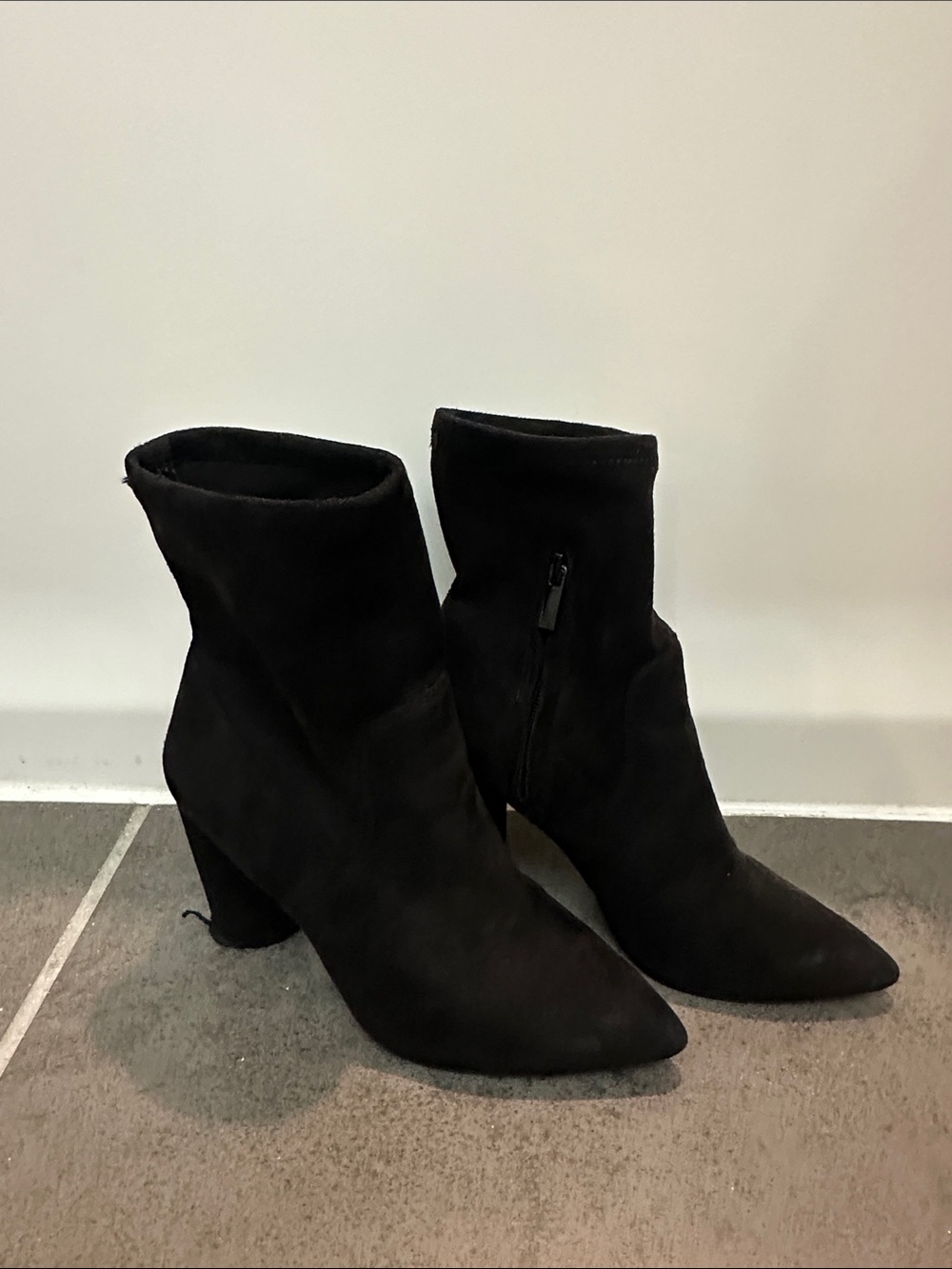 BCBGeneration Black Suede Pointed Ankle Booties